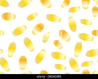 Gold coins seamless pattern. Falling money. Background for greeting card, wrapping paper, promotional materials. Vector illustration Stock Vector