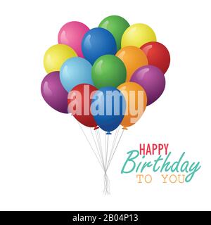Birthday balloons vector illustration. Realistic colorful balloons. Stock Vector