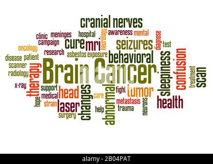 Brain cancer word cloud concept on white background. Stock Photo