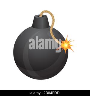Bomb with burning fuse vector illustration isolated on white background Stock Vector