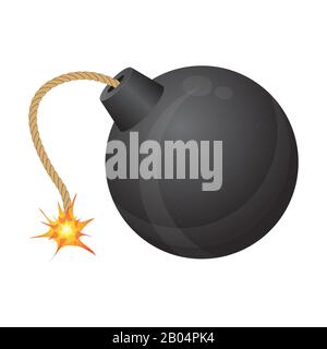 Bomb with burning fuse vector illustration isolated on white background Stock Vector