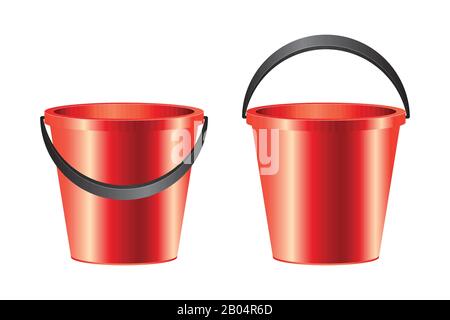 Realistic bucket vector illustration isolated on white background Stock Vector