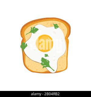 Bread toast with egg vector illustration isolated on white background Stock Vector