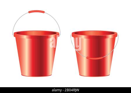 Realistic bucket vector illustration isolated on white background Stock Vector