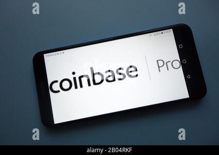 Coinbase Pro cryptocurrency exchange logo displayed on smartphone Stock Photo