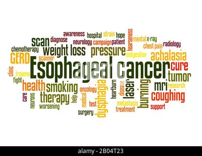 Esophageal cancer word cloud concept on white background. Stock Photo