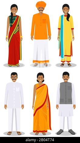set indian men women standing in different poses smiling male female ...