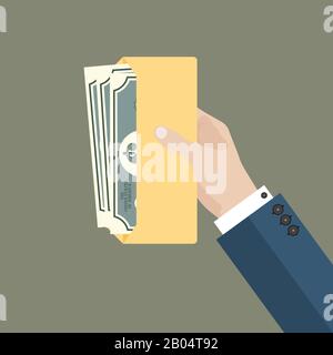 Businessman hand hold envelope with money Stock Vector
