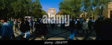 Large group of people at a university campus, University Of Notre Dame, South Bend, Indiana, USA Stock Photo