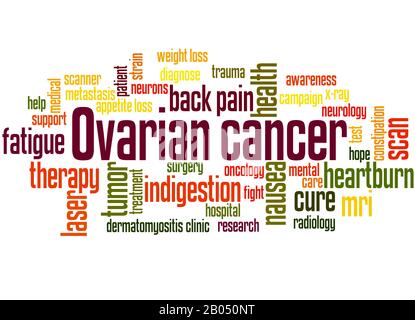 Ovarian cancer word cloud concept on white background. Stock Photo