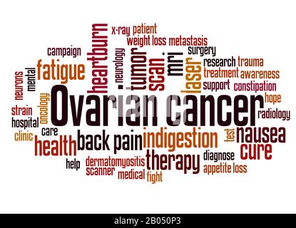 Ovarian cancer word cloud concept on white background. Stock Photo