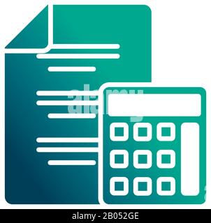 sheet of paper and calculator , gradient style icon vector illustration design Stock Vector