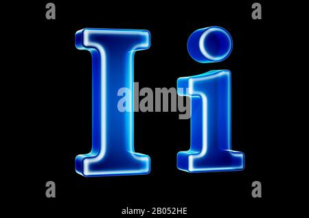 Letters I with hologram effect, 3D rendering on black background Stock Photo