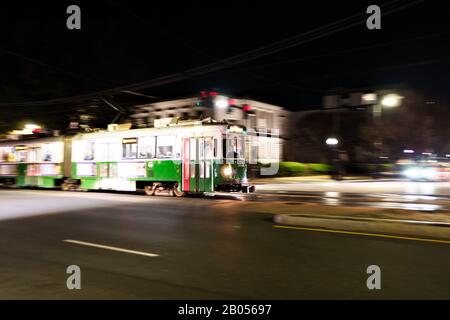 The MBTA Green Line on the streets of Boston Stock Photo