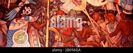 Close-up of a fresco, Diego Rivera Fresco, National Palace, Mexico Stock Photo