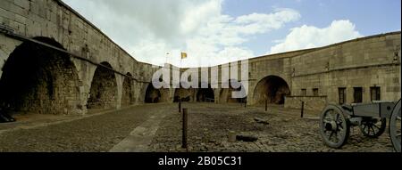 View from the inside of a citadel, Dinant Citadel, Dinant, Namur Province, Wallonia, Belgium Stock Photo