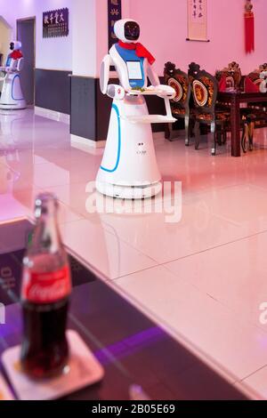 service robots in a Chinese restaurant, Germany Stock Photo