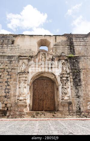 old door in ruins of antigua guatemala Stock Photo