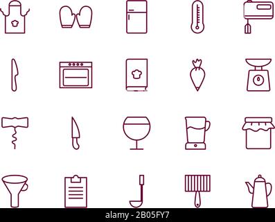Isolated cook and kitchen line style icon set vector design Stock Vector