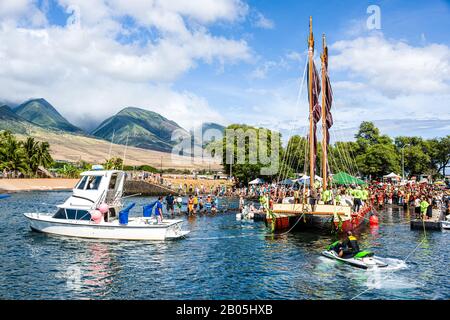 Mo‘okiha O Pi‘ilani: Launch Day Ceremonies: Seaworthy Stock Photo