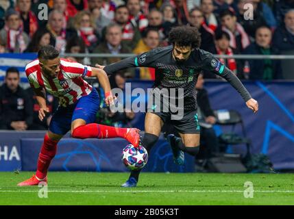 Liverpool's FC Mohamed Salah seen in action during the UEFA Champions League match, round of 16 first leg between Atletico de  Madrid and Liverpool FC at Wanda Metropolitano Stadium in Madrid.(Final score; Atletico de Madrid 1:0 Liverpool FC) Stock Photo