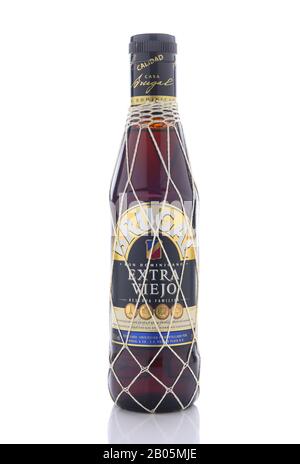 IRVINE, CALIFORNIA - JANUARY 1, 2017: Brugal Extra Viejo Rum. The Brugal Family has been making Rum in Puerto Plato, Dominican Republic for 130 years. Stock Photo