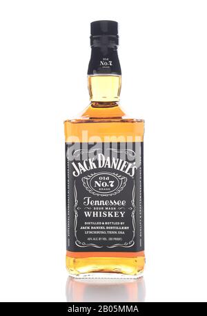 IRVINE, CALIFORNIA - JANUARY 8, 2017: Jack Daniels Tennessee Whiskey. Produced in Lynchburg, TN, it is the top selling American Whiskey in the world. Stock Photo