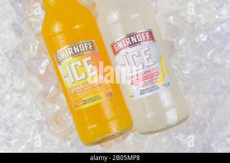 IRVINE, CA - JANUARY 4, 2018: Smirnoff Ice four bottles. The Original ...