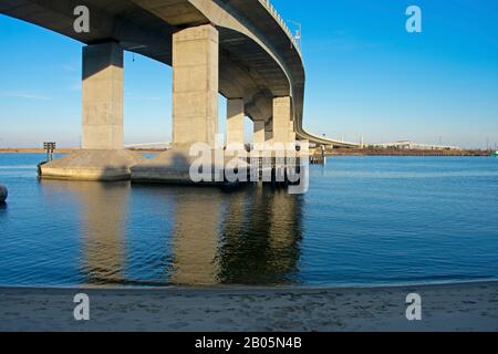 Bridge on Route 36, New Jersey, connecting the Atlantic Highlands with Sandy Hook and Sea Bright in New Jersey, USA -04 Stock Photo