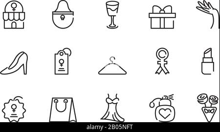 womens day concept of icons set over white background, line style icon, vector illustration Stock Vector