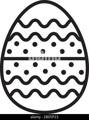 easter egg painted with bars and points line style Stock Vector
