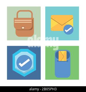 bundle of postal service icons Stock Vector