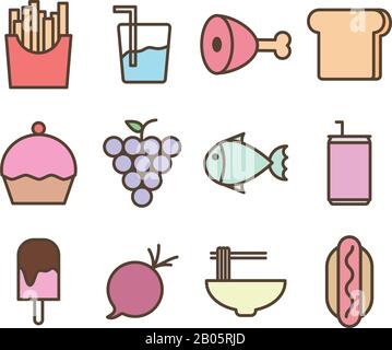 Isolated food line and fill style icon set vector design Stock Vector