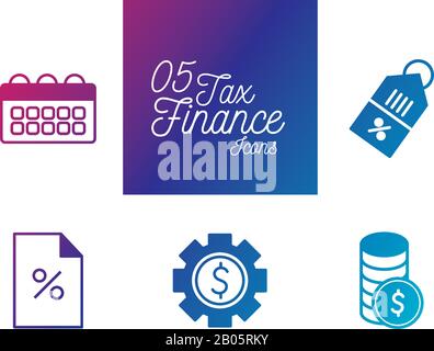 Isolated 5 money gradient style icon set vector design Stock Vector