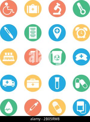 set of icons instruments medical, block and flat style icon vector illustration design Stock Vector