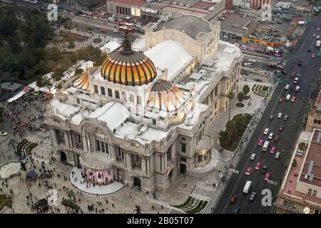 Aerial View of Mexico City Palace of Fine Arts Stock Photo