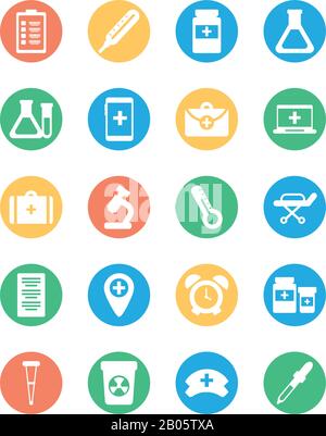 set of icons instruments medical, block and flat style icon vector illustration design Stock Vector