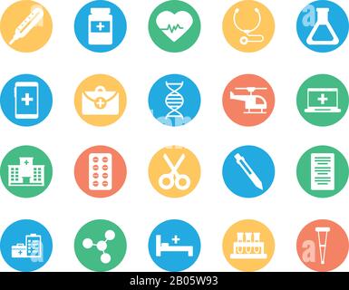 set of icons instruments medical, block and flat style icon vector illustration design Stock Vector