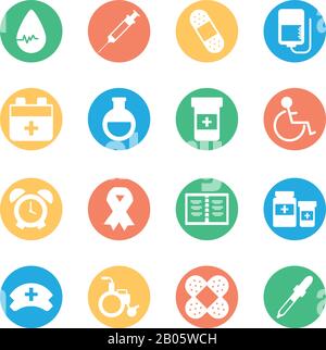 set of icons instruments medical, block and flat style icon vector illustration design Stock Vector