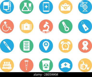 set of icons instruments medical, block and flat style icon vector illustration design Stock Vector
