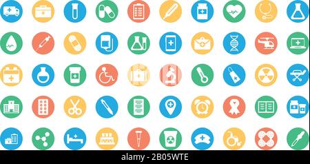 set of icons instruments medical, block and flat style icon vector illustration design Stock Vector