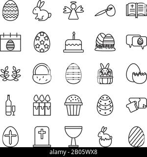 bundle of easter set line icons Stock Vector