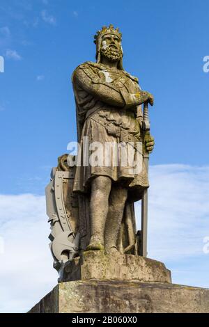 Stirling, Scotland  - September 17 2019: Statue of Robert the Bruce in Stirling Castle Esplanade, UK September 17,  2019 Stock Photo