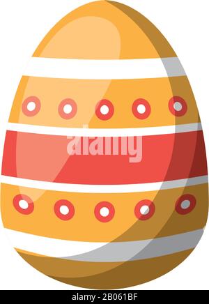 easter egg painted with bars and points flat style Stock Vector