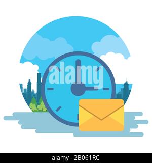 watch with envelope postal service Stock Vector
