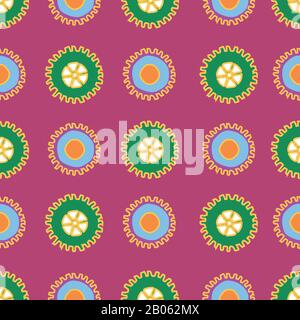 Doodle style gear and mechanical seamless vector background repeat pattern vector surface design bright Stock Vector