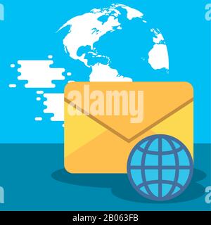 envelope postal service with sphere Stock Vector