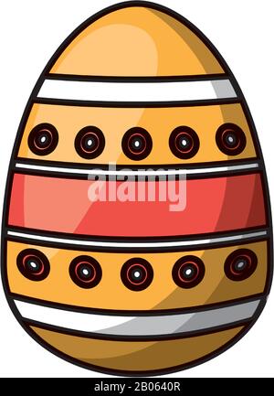easter egg painted with bars and points flat style Stock Vector