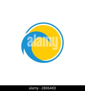 circle geometric sun waves circle logo vector Stock Vector