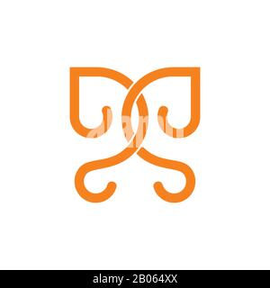 letters dd linked curves line loop design logo Stock Vector
